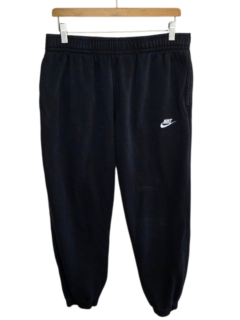 Nike Black Elastic Cuff Fleece Jogger Sweatpants Size Large Sporty Loungewear
